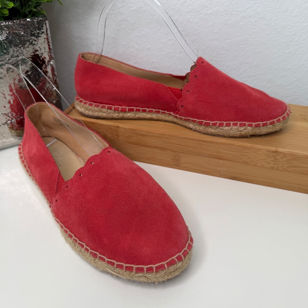 Talbots‎ Izzy Espadrille Flats Womens Red Suede Scalloped Laser Cut Preppy 8M